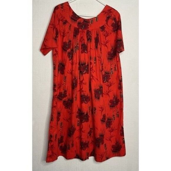 VTG 60s Fashions by Tina Hawaiian Muumuu Hibiscus Floral Dress Women Size S/M - Picture 6 of 8